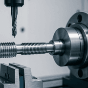 CNC Fertigung für Medizintechnik – Bearbeitung einer Titan-Knochenschraube auf einer modernen CNC-Maschine mit hoher Präzision.